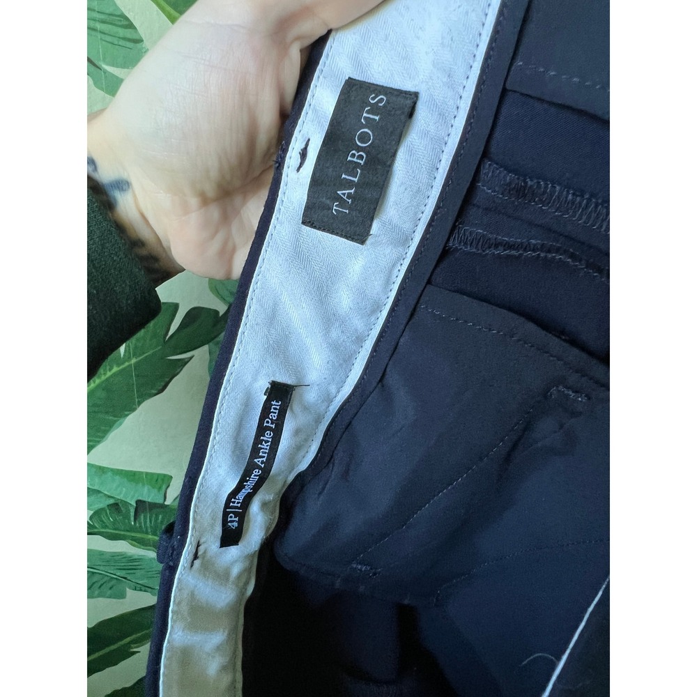 Talbots Hampshire Ankle Pant Trousers Womens 4 Petite Navy Blue - Picture 3 of 4